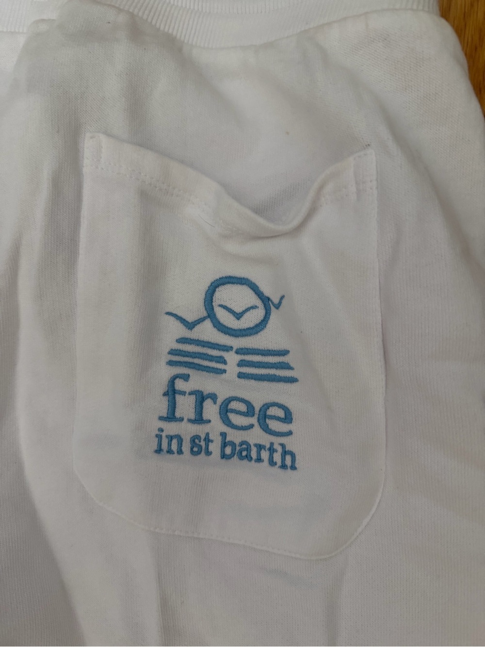 St Barths Women's White Jogger Sweatpants with Blue Drawstring - Picture 3 of 4